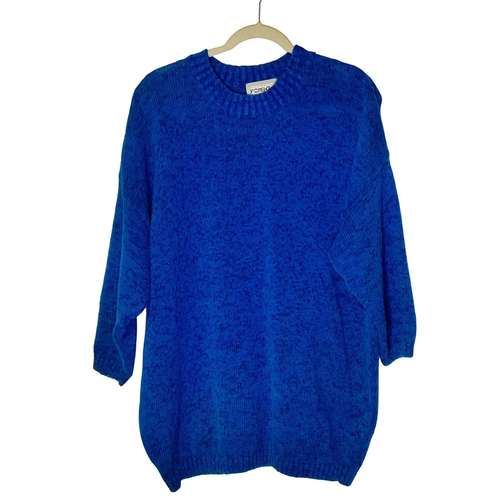 VTG 80's 90's retro Forenza royal blue black speckled sweater oversized long M L